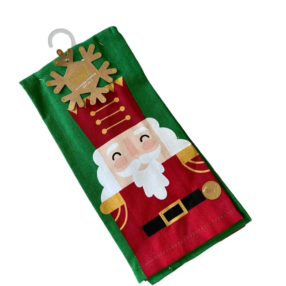 Set of 3 Christmas Holiday Nutcracker Kitchen Towels Pop of Color NWT